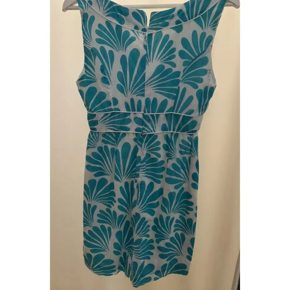 SOUTHERN FROCK Dress Women's 6 Blue White Sleeveless Classic Prep Cotton Lined - Picture 6 of 8